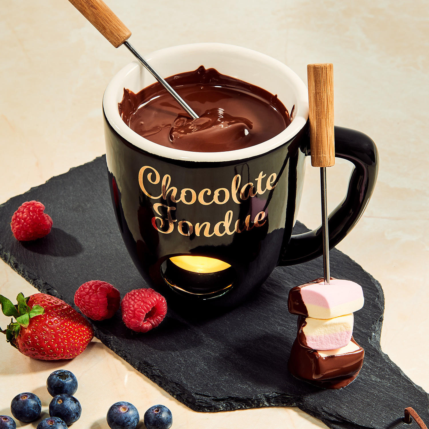 SCHOKOLADEN-FONDUE (3-teilig) Chocolat - Schwarz, Metall (10/11cm) - BUTLERS