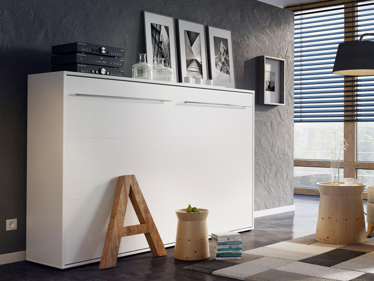 SCHRANKBETT Concept Pro II Horizontal - Weiß, Holzwerkstoff (120/200cm) - MIRJAN24