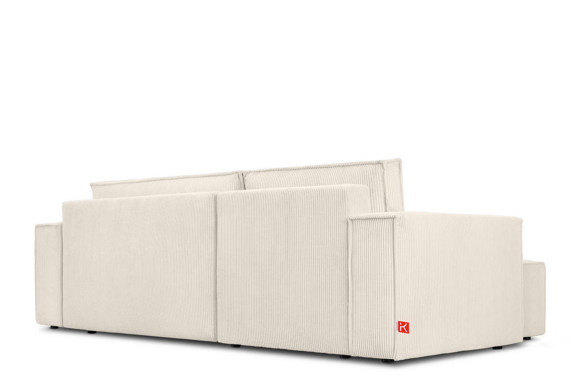 ECKSOFA-LINKS/RECHTS NAPI Schlaffunktion mit Cordbezug, beige - Ecru/Schwarz, Textil (262/148cm) - KONSIMO®