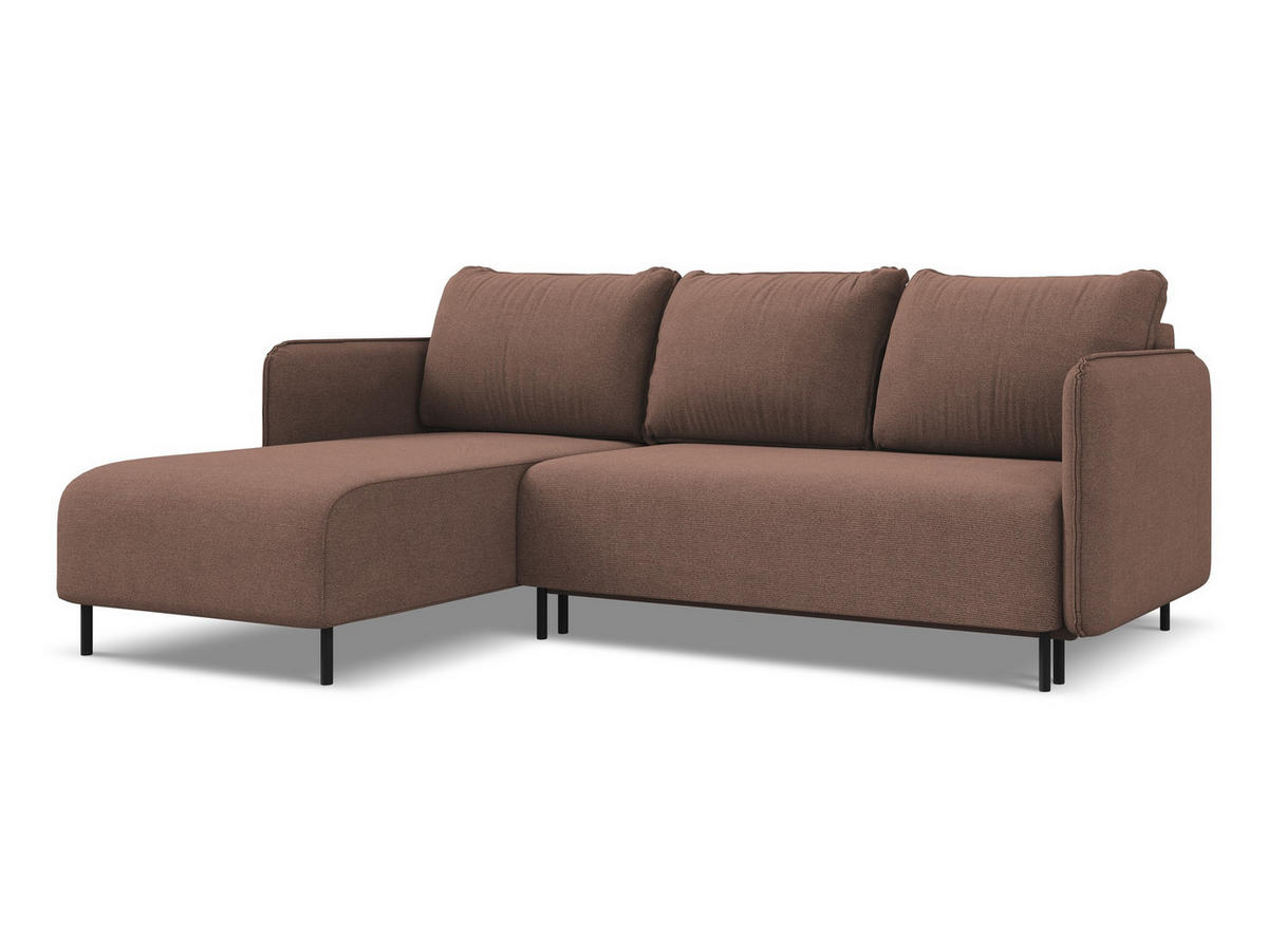 ECKSOFA mit Schlaffunktion Strukturstoff Stoff Pink - Pink/Hellrosa, Holz/Textil (162/236cm) - Makamii