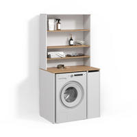WASCHMASCHINENSCHRANK Paolina Weiß/Artisan 93.6 x 88.2 cm 2 Teile mit Schrank und Regal - Weiß/Eiche Artisan, Holzwerkstoff (93.6/88.2/60cm) - Livinity®