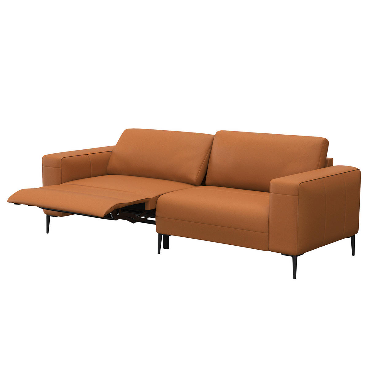 3-SITZER SOFA - Cognac/Schwarz, Leder/Metall (225/77/88cm) - home24