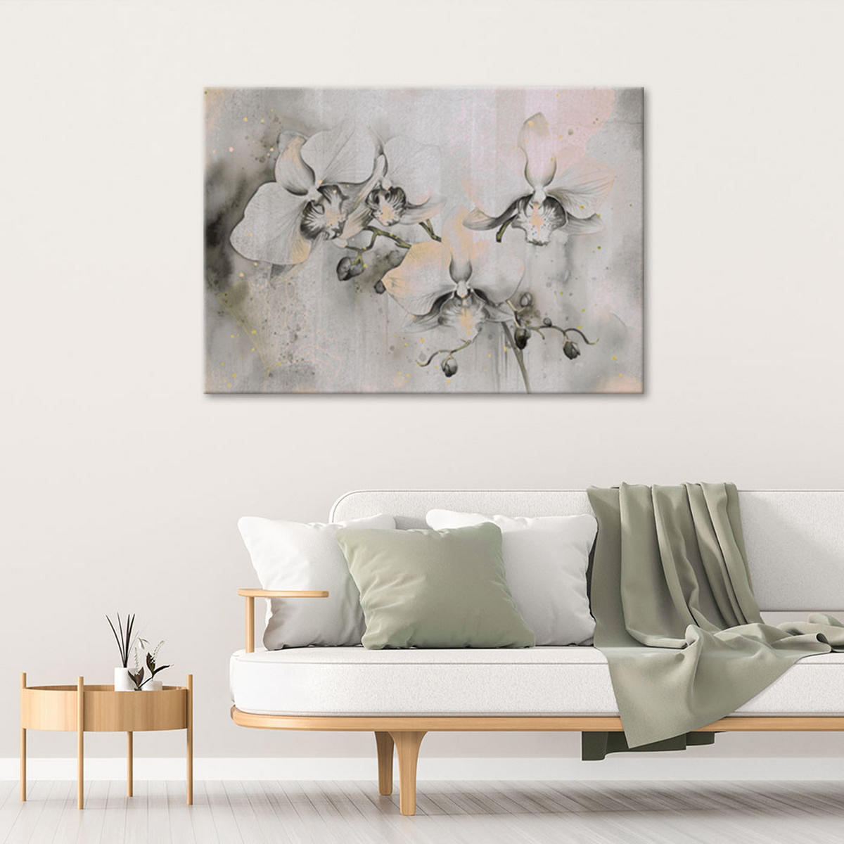 WANDBILD blühende orchideen abstrakt - Beige, Textil (60/40cm) - Feeby