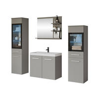 BADMÖBEL-SET Madrit I mit RGB LED Beleuchtung - Grau, Holzwerkstoff (30/132/30cm) - MIRJAN24