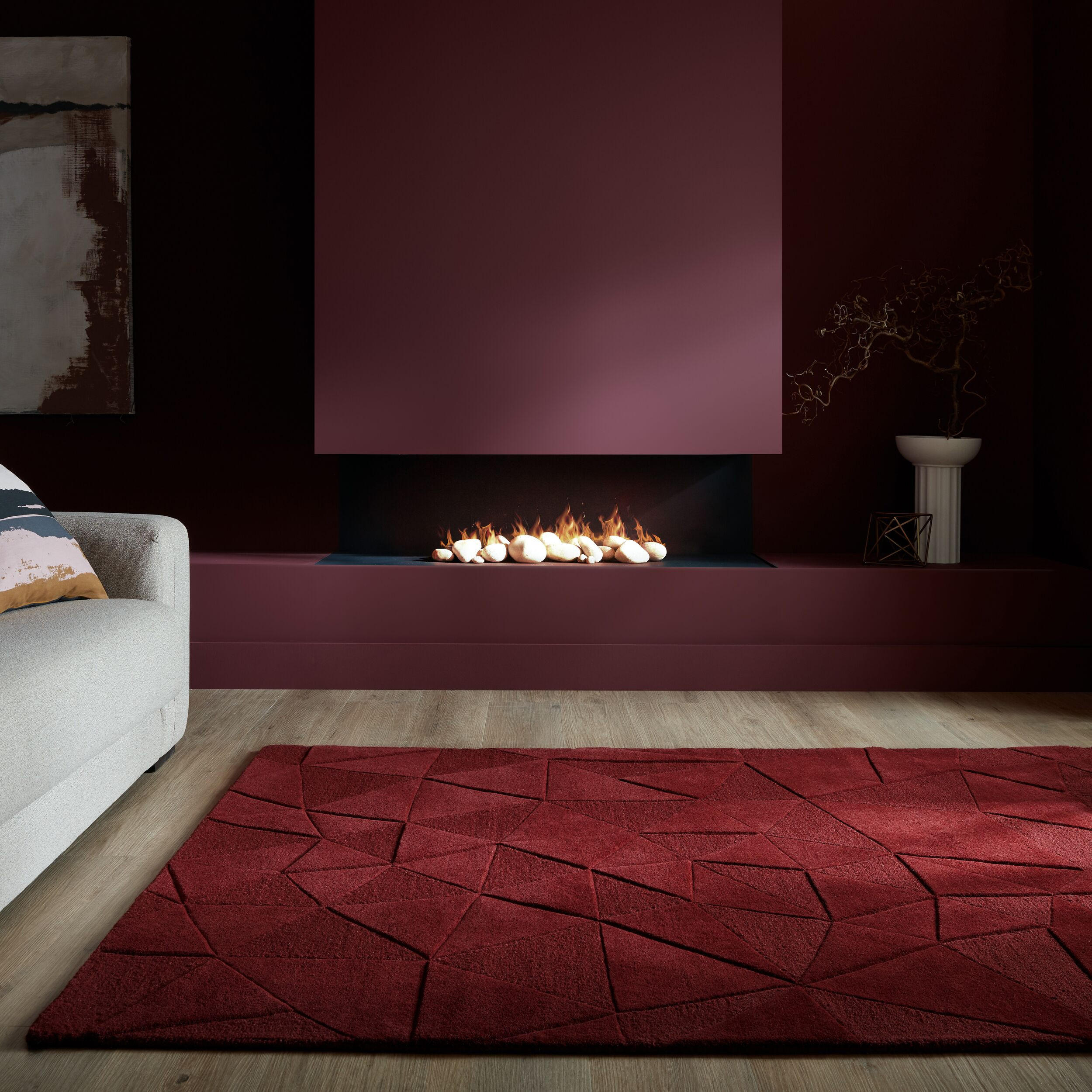 WOLLTEPPICH Hoch-Tief-Design, designstark DEBEN TROY - Rot, Textil (160/230cm) - KADIMA DESIGN