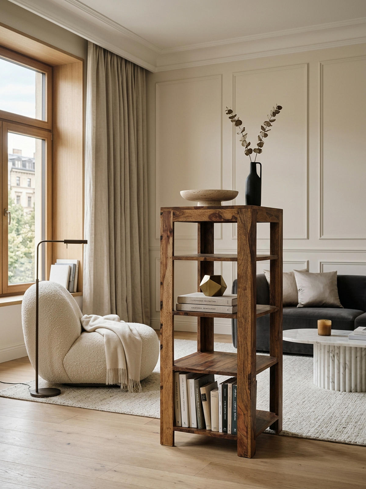 BÜCHERREGAL Massivholz Handgefertigt Pflegeleicht, Braun 44x44x105 cm - Braun, Holz (44/105/44cm) - KADIMA DESIGN