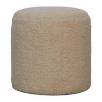 HOCKER aus Bouclé-Stoff - Messingfarben/Braun, Holz/Metall (37/38/37cm) - Artisan Furniture