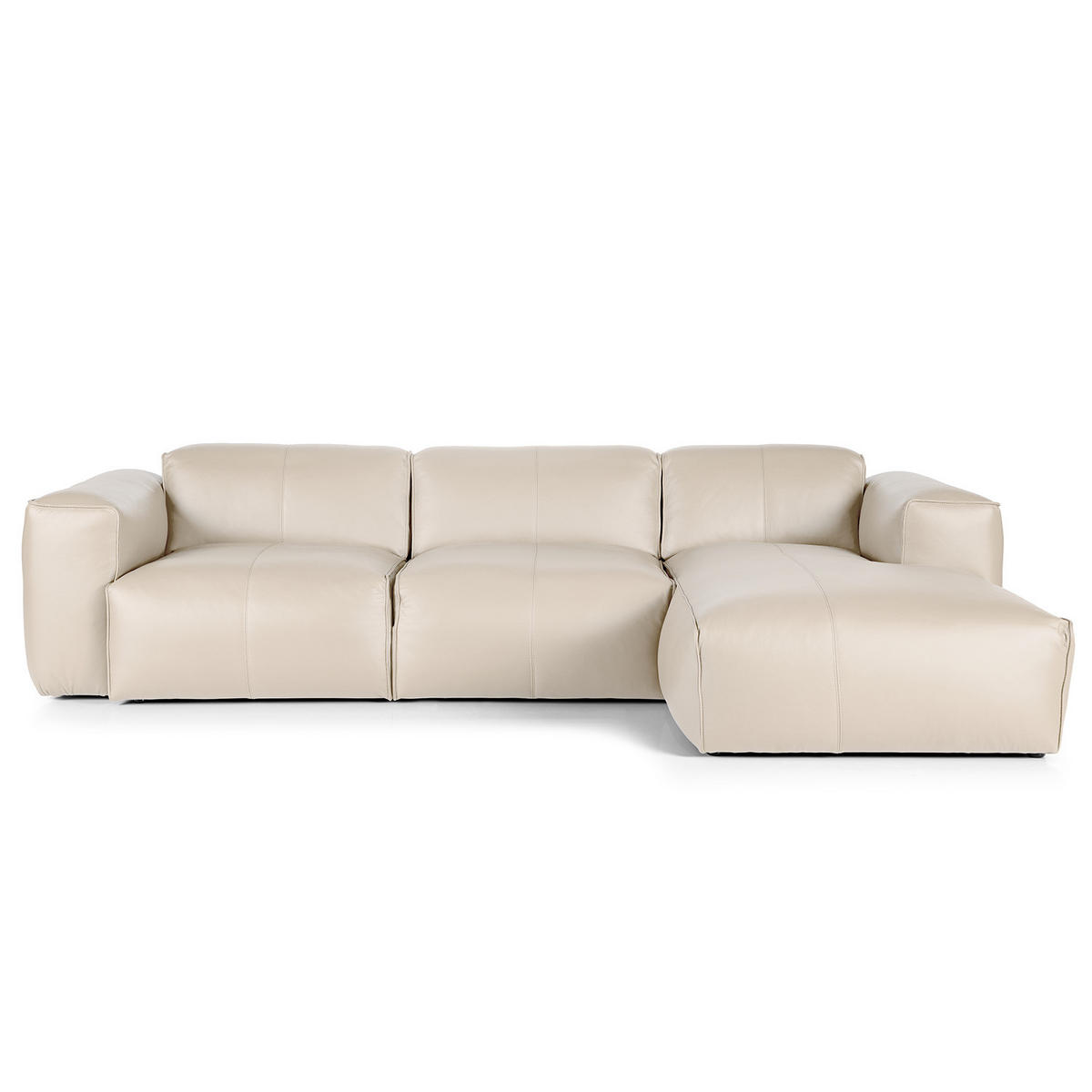 3-SITZER ECKSOFA mit Longchair - Hellgrau/Schwarz, Leder/Kunststoff (284/173cm) - home24