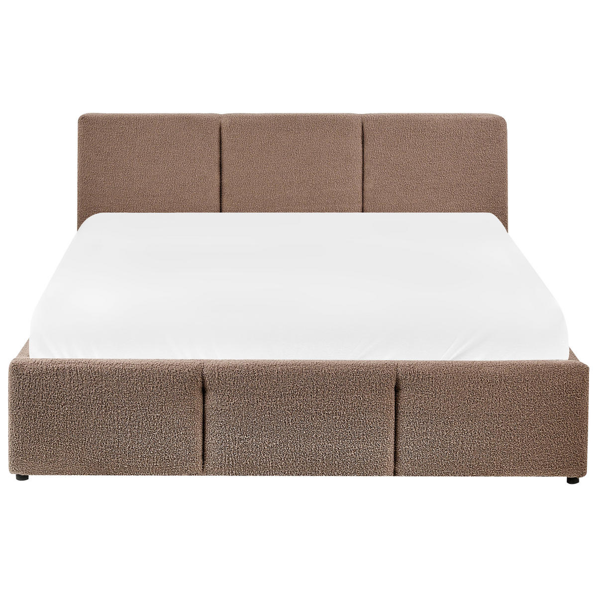 BETT mit Stauraum 140/200 cm Bouclé Taupe Bousse - Taupe, Textil (140/200cm) - Beliani