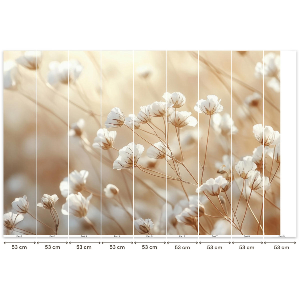 TAPETE - Wild - Blumen - Weiß - 450x300 cm - Creme, Papier (450/300cm) - OnlyWow