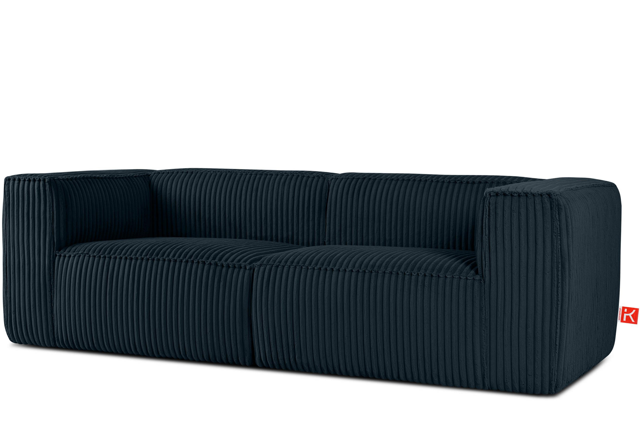3-SITZER-SOFA FEROX Modern, Cord-Stoff, marineblau - Blau/Grün, Textil (246/73/96cm) - KONSIMO®