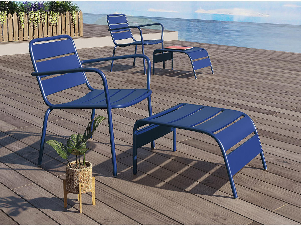 GARTENSESSEL - 50cm x 61.5cm - Stahl - marineblau - MIRMANDE - Blau, Metall (50/33/61.5cm) - Vente-Unique