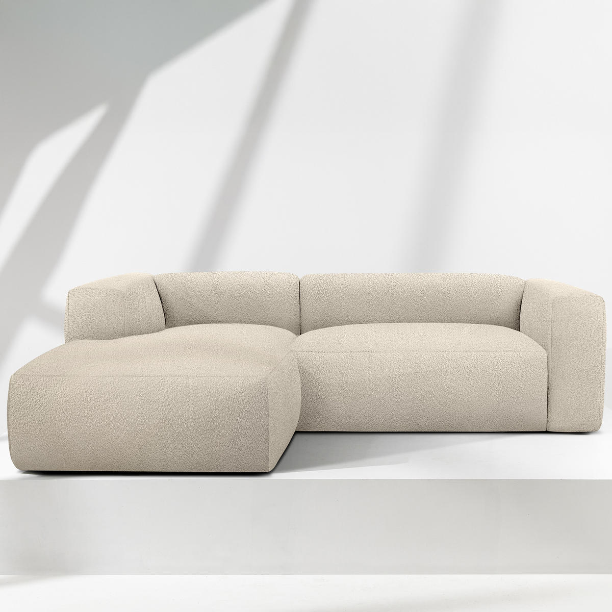 ECKSOFA LINKS BUFFO, Hellbeige - Beige, Holz/Holzwerkstoff (225/176cm) - KONSIMO®
