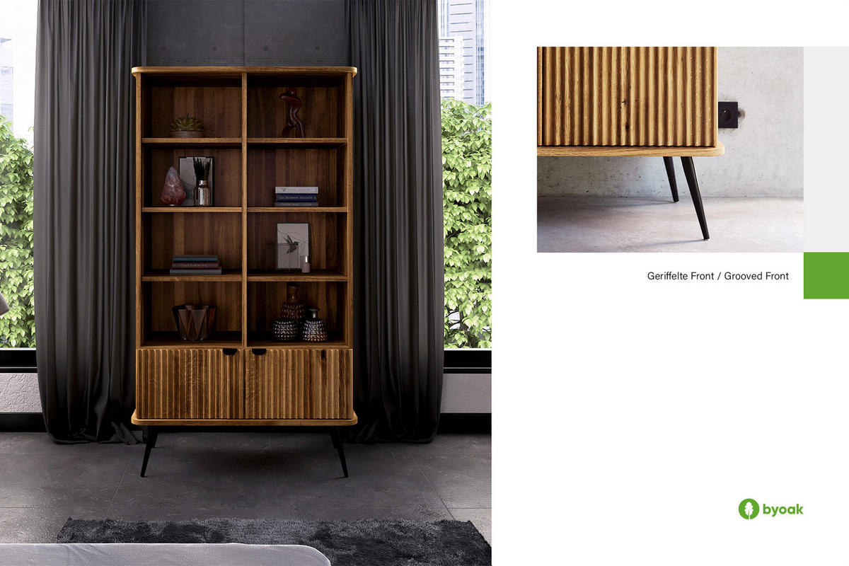 BÜCHERREGAL LINA Wildeiche - Wildeiche, Holz (97/176/46cm) - byoak