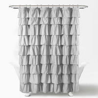 DUSCHVORHANG Stoff Grau Dekor Badezimmer Landhausstil modern 180 x 180 cm - Grau, Textil (180/180cm) - MCBOSON
