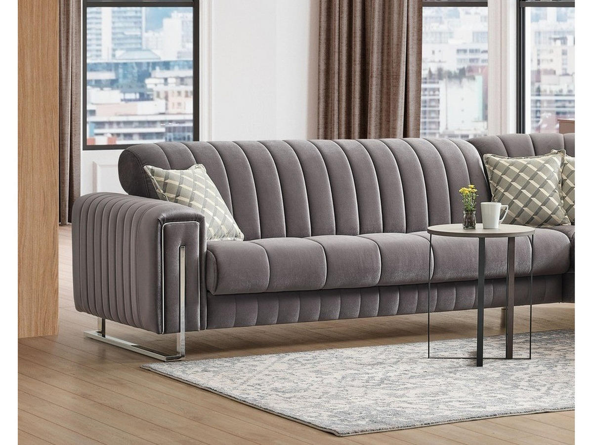 ECKSCHLAFSOFA Kochi Grau - Langer Schenkel Links - Grau, Holzwerkstoff/Kunststoff (315/245cm)