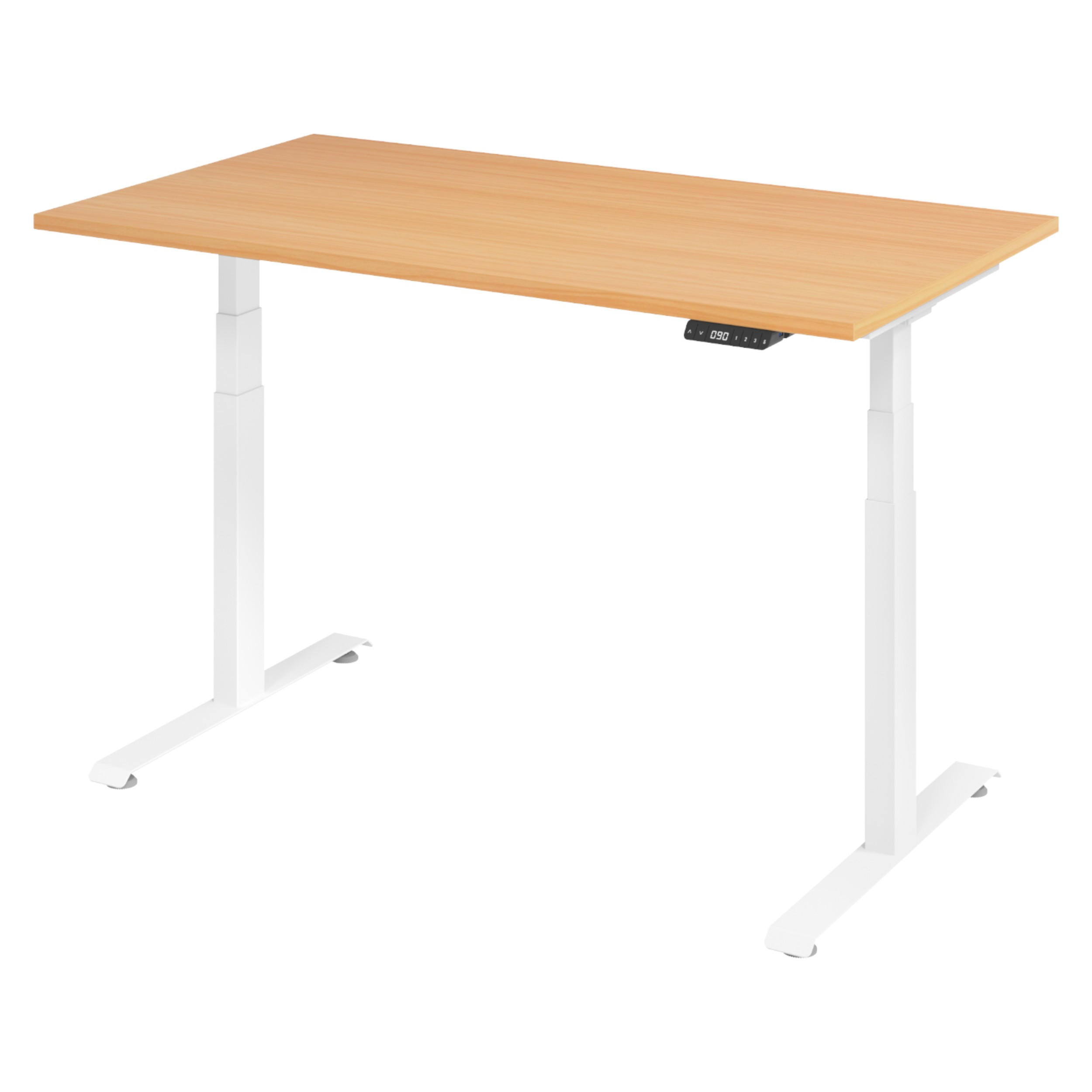 SCHREIBTISCH elektrisch 80/140/74 cm in Buchefarben/Weiß - Buchefarben/Weiß, Holzwerkstoff (80/140/74cm) - bümö