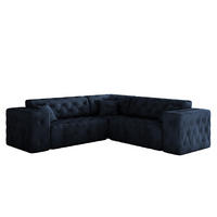CORNER LUX, Gesteppt, Stoff Whisper, Blau - Blau, Holz/Textil (246/246cm) - Kaiser Möbel