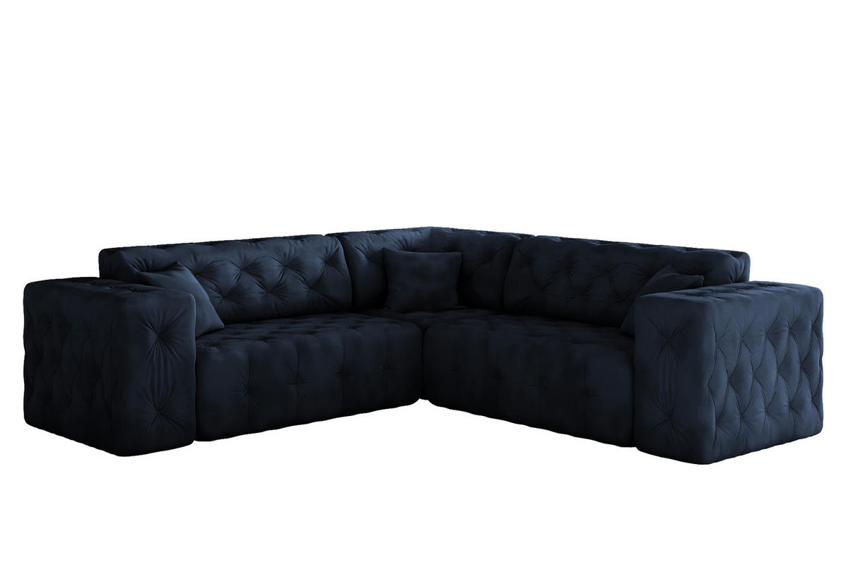 CORNER LUX, Gesteppt, Stoff Whisper, Blau - Blau, Holz/Textil (246/246cm) - Kaiser Möbel
