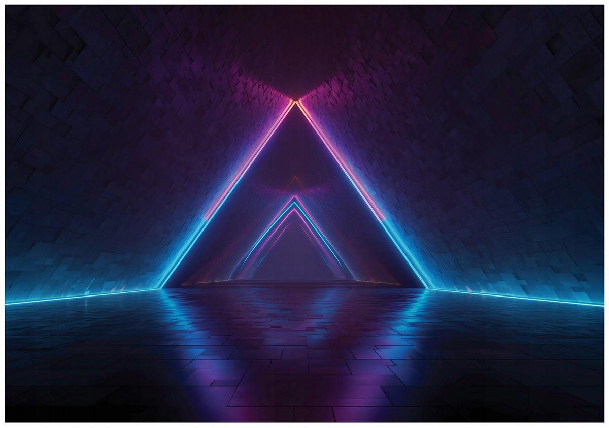 FOTOTAPETE Abstrakt Gaming Blau 300x210 cm - Multicolor, Papier (300/210cm) - Wallarena