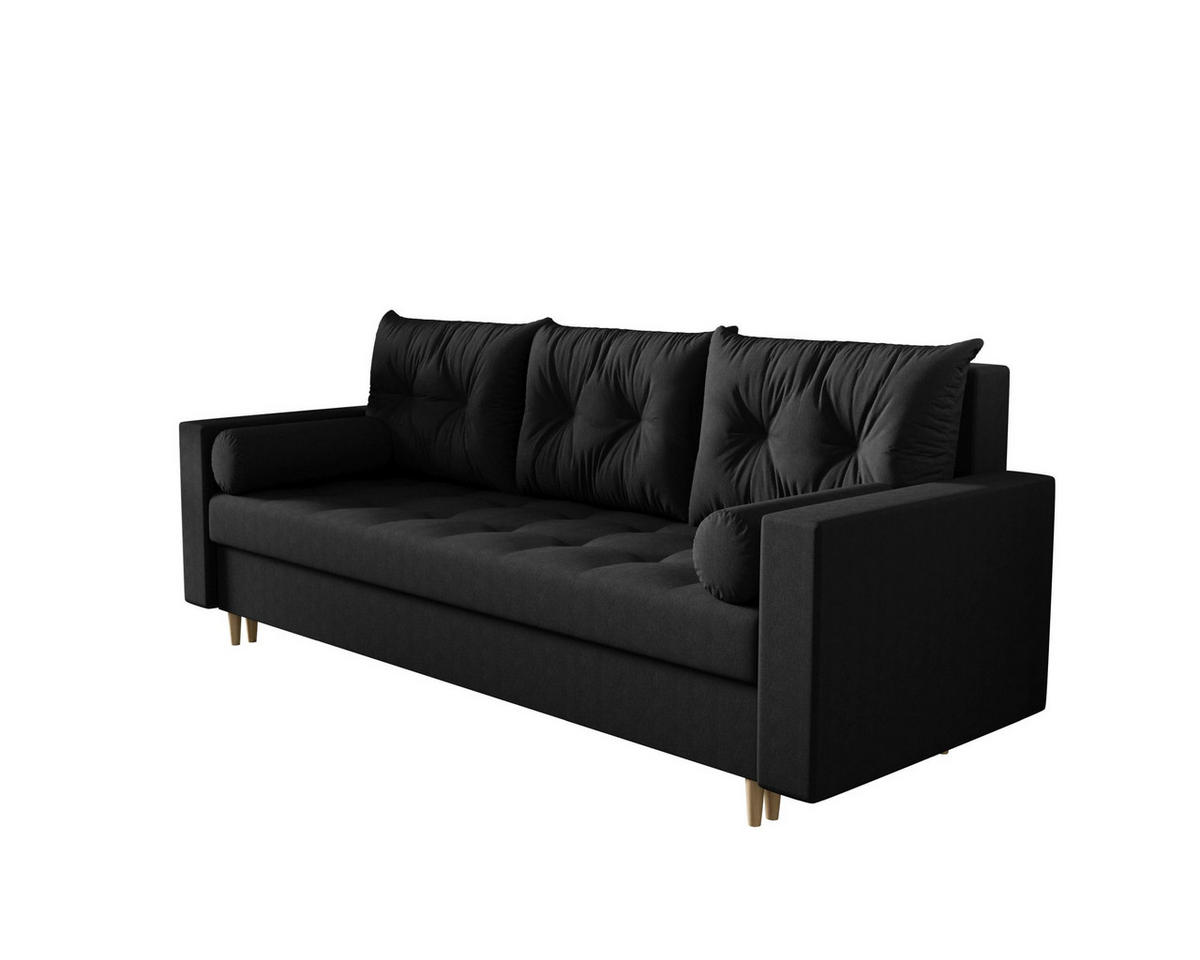 SOFA SKANDI mit Schlaffunktion COSMIC 100 mit Stauraum - Schwarz, Textil (90/88/232cm) - Bedante