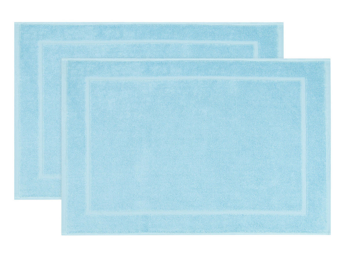BADEMATTE, 2er-Set, 50x70 cm, 100% Baumwolle, Blau - Hellblau, Textil (50/70cm) - Zollner