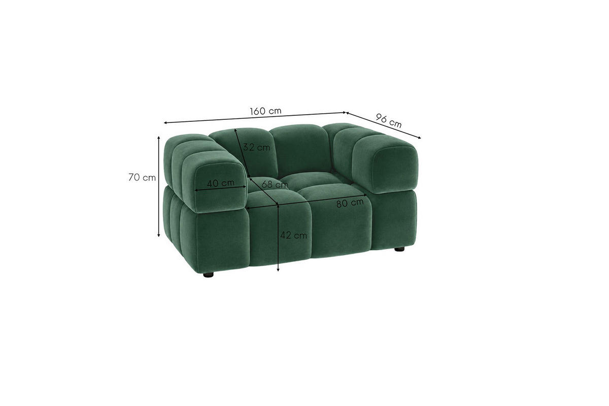 KŘESLO, velurová tkanina Bluvel, Zelená, Averro - zelená barva, dřevo (160/70/96cm) - Kaiser Möbel