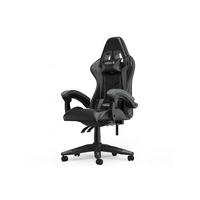 GAMING-STUHL ergonomisch, verstellbare Rückenlehne, Kissen – Schwarz/Grau - Grau, Leder (59/120/56cm) - Rattantree
