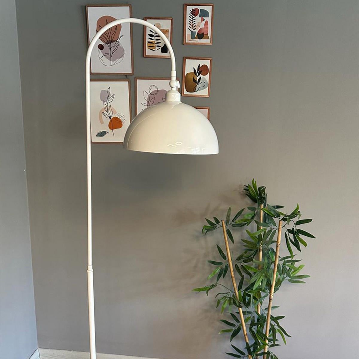 STEHLAMPE Gorkiede - Weiß, Metall (170/37/170cm) - Bamyum