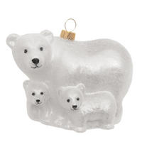 CHRISTBAUMSCHMUCK Eisbärenfamilie Weiß 11cm (Glas / 1 Stk.) - Weiß, Glas (11/9/6cm) - Krebs Glas Lauscha