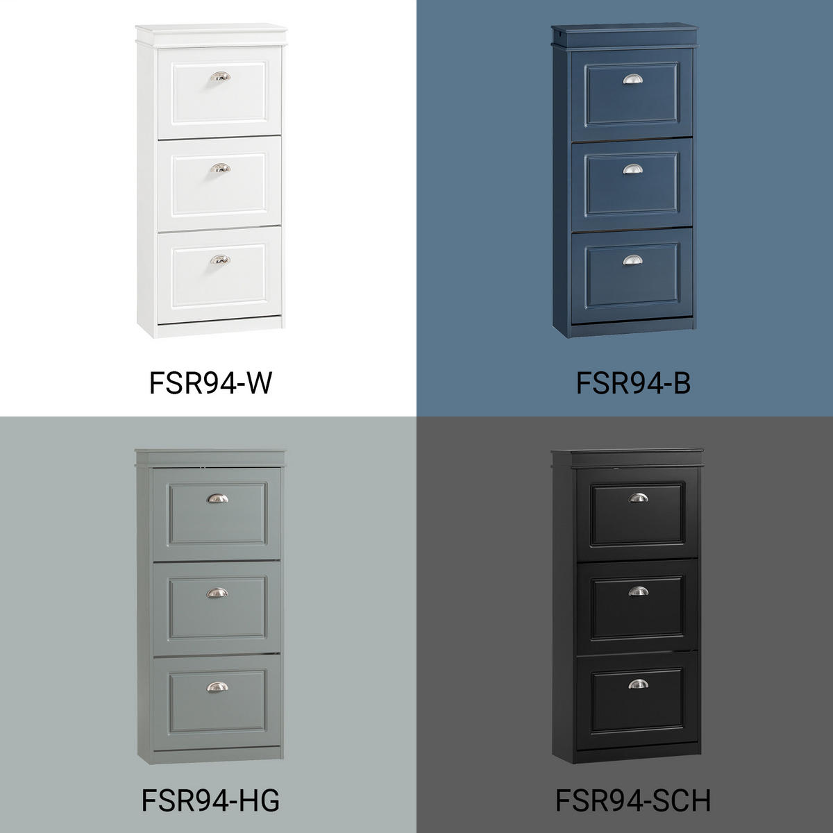 SCHUHSCHRANK mit 3 Klappen, Schuhkipper Weiß - Weiß, Holzwerkstoff (53/117/24cm) - SoBuy