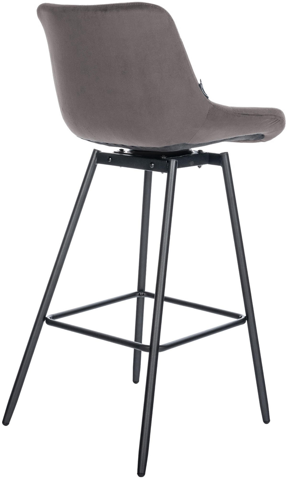 BARHOCKER Samt grau - Schwarz/Grau, Textil/Metall (49/105/56cm) - CLP