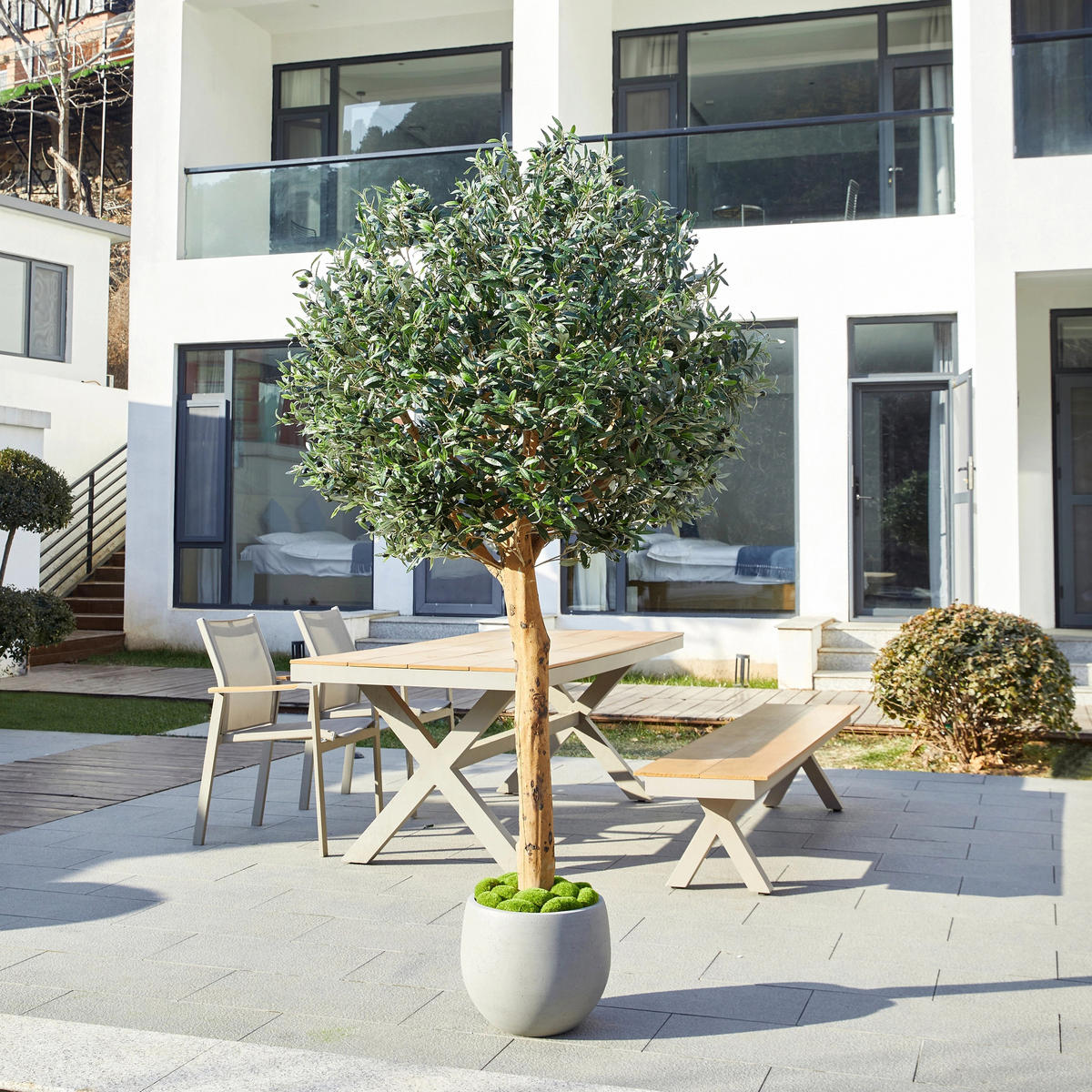 KUNSTBAUM Künstlicher Olivenbaum – Eleutherios 210 cm - Grün, Kunststoff (210cm) - aplanta