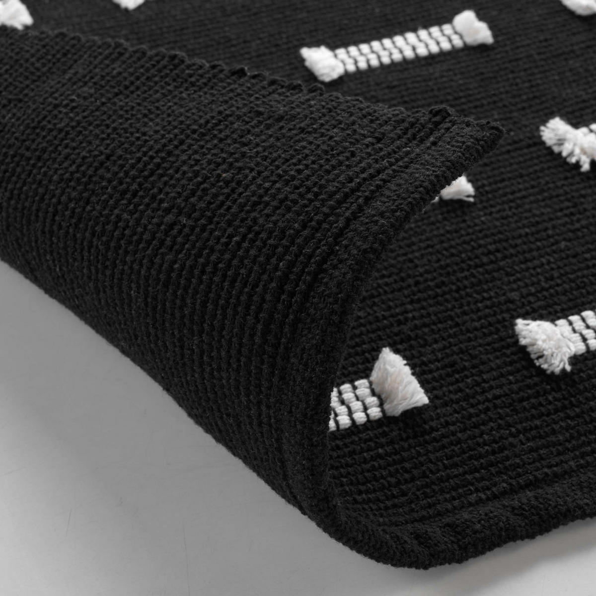 TEPPICH aus Baumwolle Juline 80/50/2 cm - Schwarz, Naturmaterialen (50/80cm) - Douceur d´intérieur