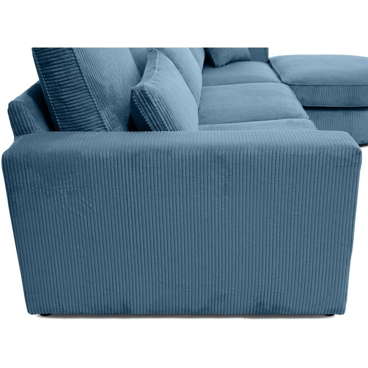 ECKSOFA Pablo ohne Schlaffunktion, mit abgerundeter Ottomane, rechts, Blau - Blau, Textil (319/196cm) - Beautysofa