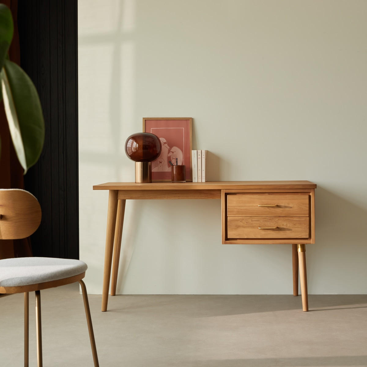 KINDER-SCHREIBTISCH Kort Natur aus Teak - Naturfarben, Holz (130/74/60cm) - Tikamoon