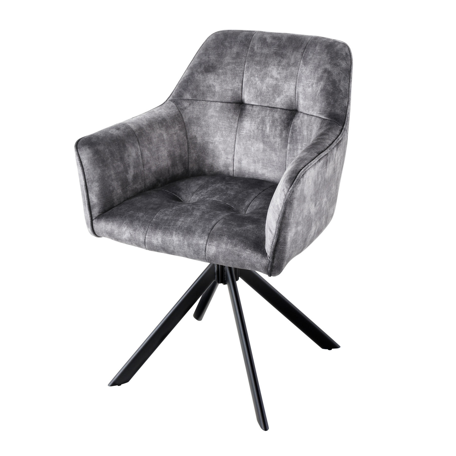 ARMLEHNSTUHL LOFT Samt Dunkelgrau, Schwarz - Dunkelgrau/Schwarz, Textil/Metall (60/83/61cm) - riess-ambiente