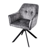 ARMLEHNSTUHL LOFT Samt Dunkelgrau, Schwarz - Dunkelgrau/Schwarz, Textil/Metall (60/83/61cm) - riess-ambiente