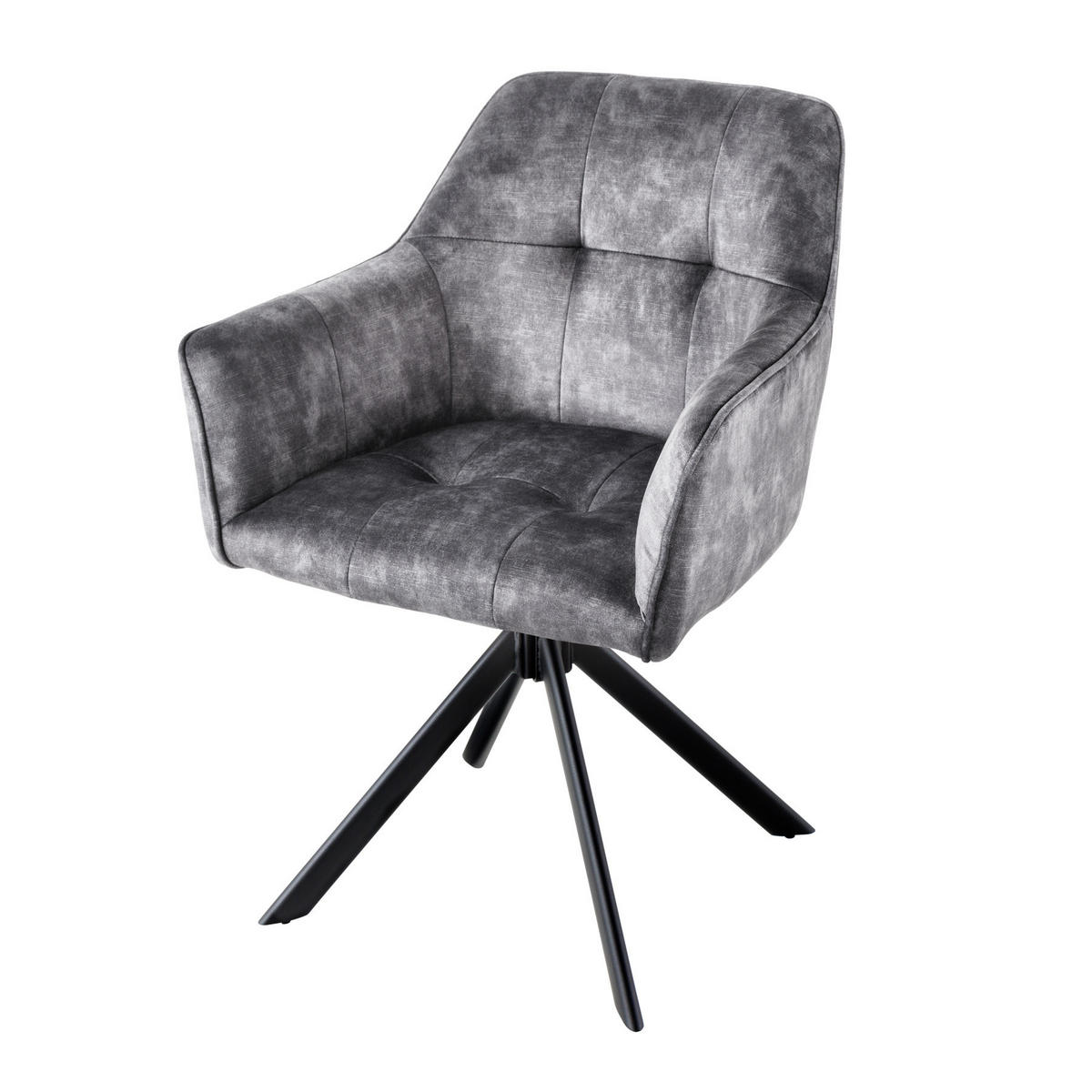 ARMLEHNSTUHL LOFT Samt Dunkelgrau, Schwarz - Dunkelgrau/Schwarz, Textil/Metall (60/83/61cm) - riess-ambiente