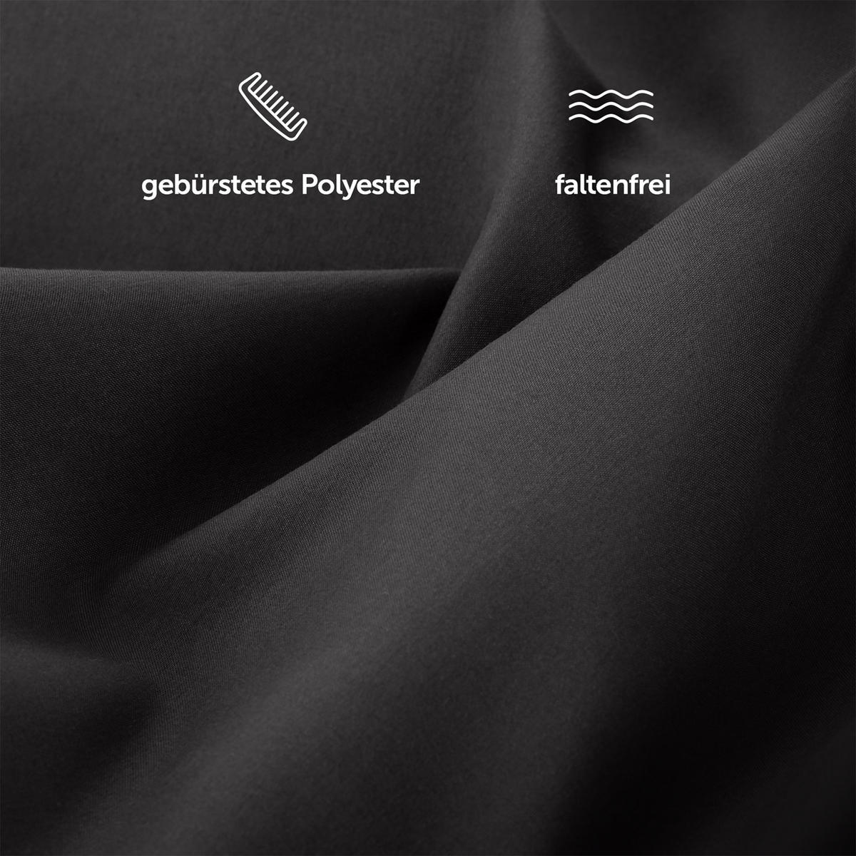 BETTLAKEN 3er Set - Spannbettlaken 180x200x30cm 2X Kissenbezug 50x80cm - Anthracit - Anthrazit, Textil (180/200cm)