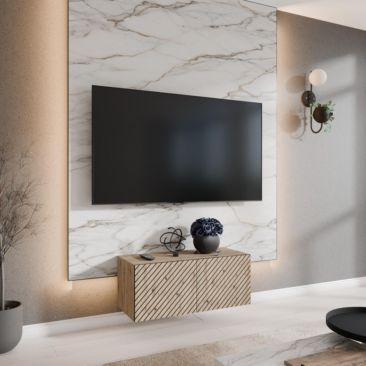 TV-SCHRANK SENTO - Eiche Artisan, Holzwerkstoff (100/41/40cm) - Meblini