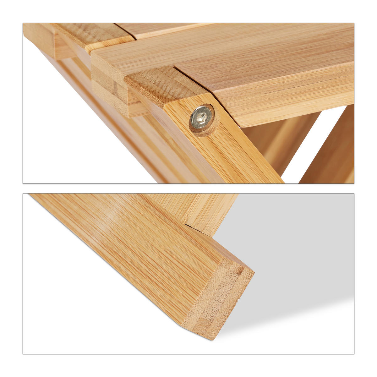 KLAPPHOCKER - Hellbraun, Holz (32.2/42/27.5cm) - Relaxdays