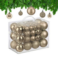 50xWEIHNACHTSKUGELN - Beige, Kunststoff (6/7/6cm) - Relaxdays