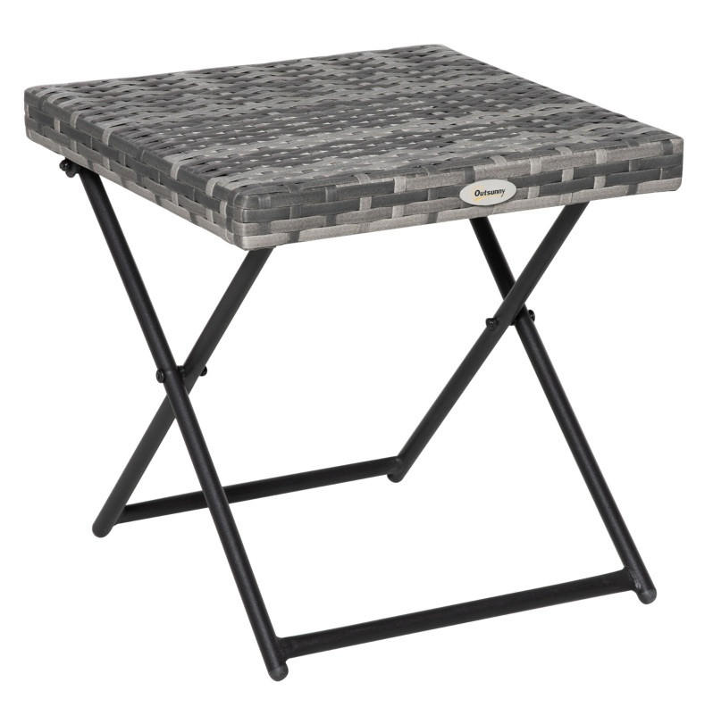 GARTENTISCH aus Polyrattan 40x40x40 cm Grau klappbar mit wetterbeständigem Metallgestell - Grau, Kunststoff (40/40/40cm) - Modfu