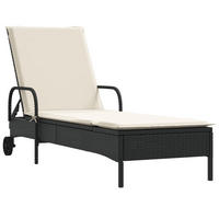 SONNENLIEGE Mit Rollen Und Auflage Schwarz Poly Rattan - Schwarz, Kunststoff (161/87/61cm) - vidaXL