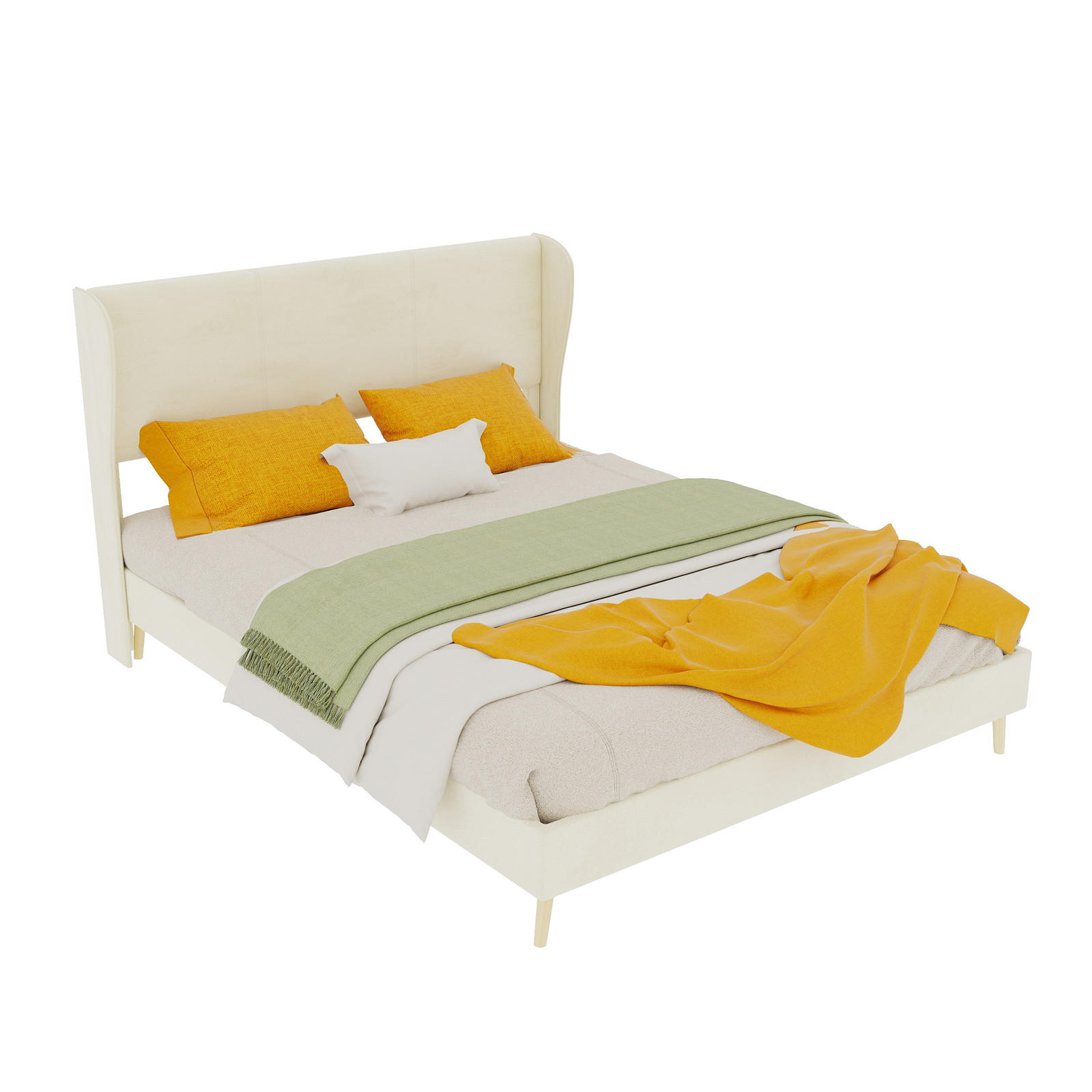 POLSTERBETT 140/200 cm DE-32997 mit Kopfteil und Matratze Beige - Beige, Metall (140/200cm) - ComfortXL