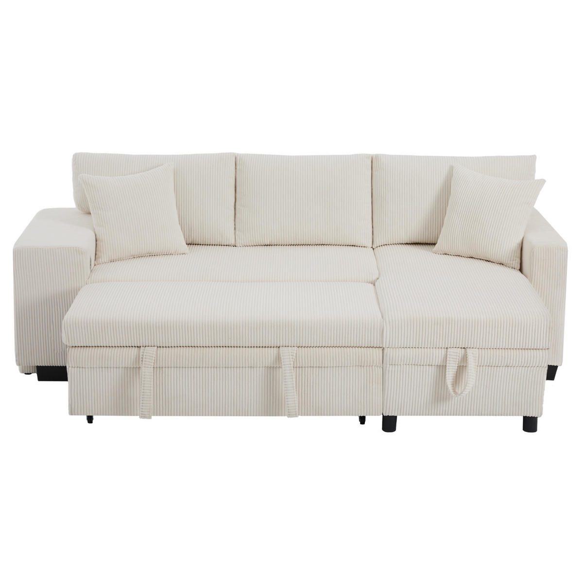 ECKSCHLAFSOFA Cord mit Stauraum und USB-Anschluss Beige 231/131,5/84 cm - Beige, Textil (84/131.5cm) - Redom