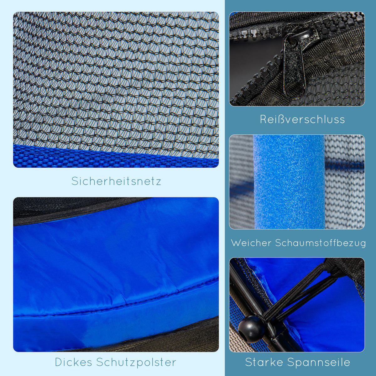 KINDERTRAMPOLIN - Blau, Kunststoff/Metall (140/140cm) - HOMCOM