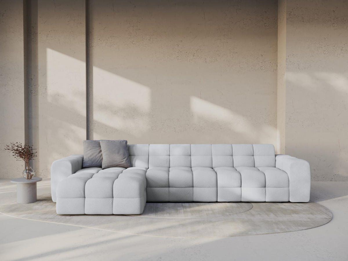 ECKSOFA links Kendal aus strukturiertem Stoff hellgrau 5 Sitzplätze - Hellgrau, Textil (173/357cm) - Micadoni