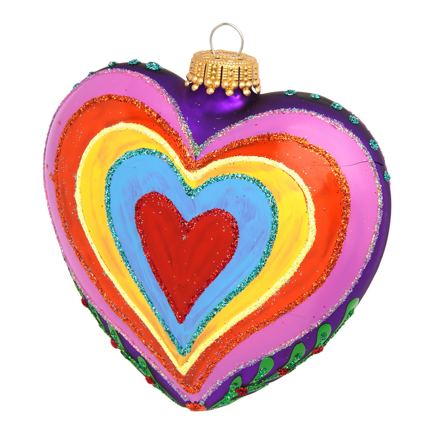 CHRISTBAUMSCHMUCK Herz Mehrfarbig 9cm (Glas / 2 Stk.) - Multicolor, Glas (9/9/3cm)